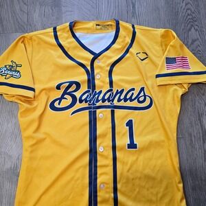 Savannah Bananas EvoShield Jersey Yellow Navy Blue Men's Medium #1